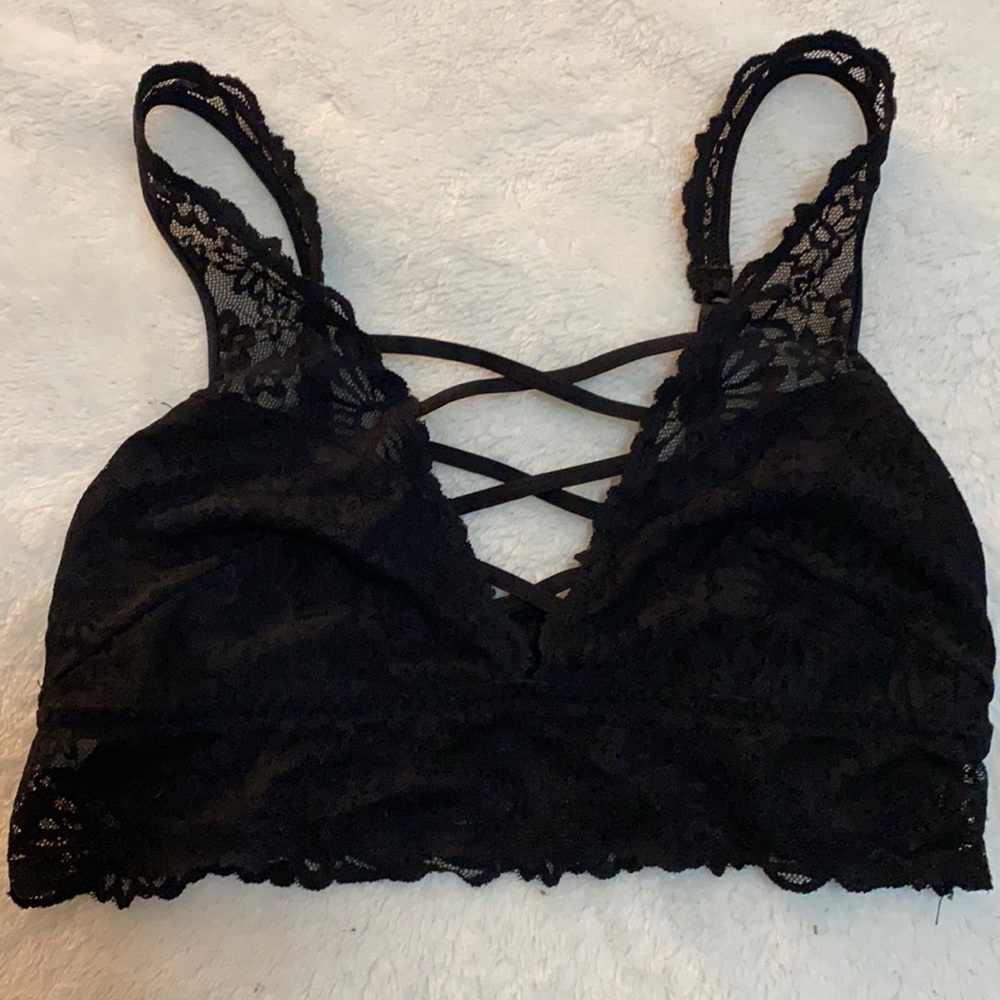 PINK Black lace bralette